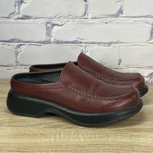 Dansko Madigan Burgundy Leather Slip On Chunky Mule Clogs 41